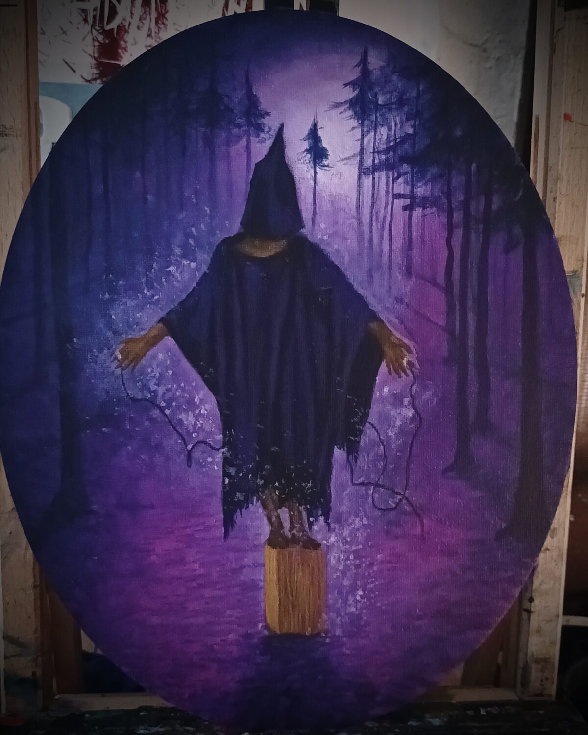 DISSOCIAČNÍ LES - akryl na plátně na desce, 300 mm, 2025, 3000 Kč