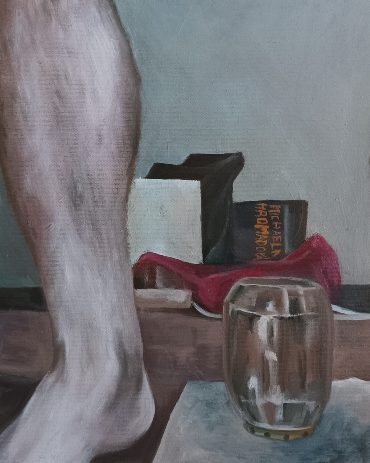 ONE MAN ONE JAR - olej na plátně na rámu, 600 x 400 x 20 mm, 2022, 4500 Kč