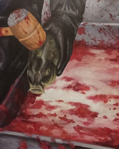 VÁNOCE - akryl na plátně na rámu, 400 x 400 x 20 mm, 2024, 3500 Kč
